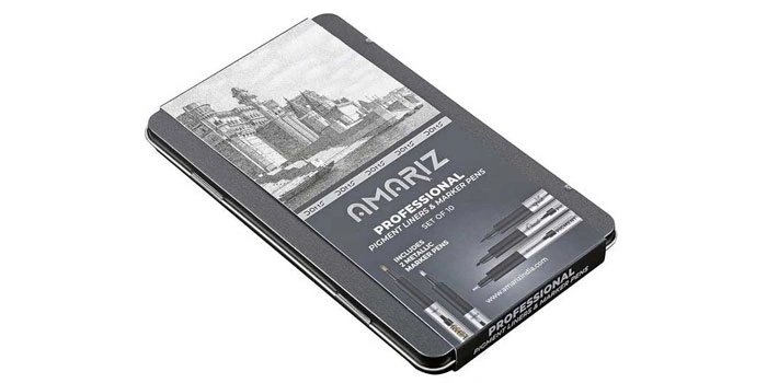 Doms Amariz Professional Pigment Liners & Marker Pens Set of 10