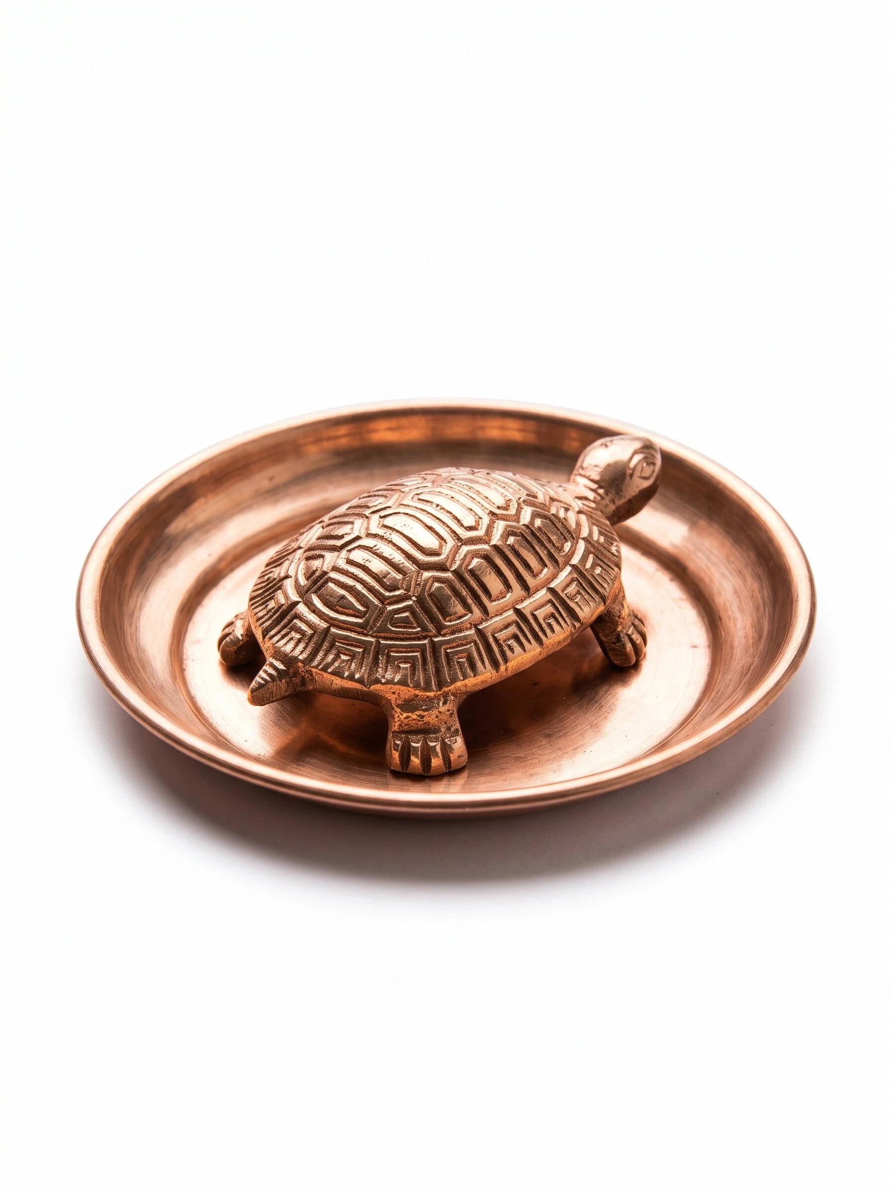 Hanumanta Pure Copper Vastu Turtle with Puja Plate (6.5 cm)
