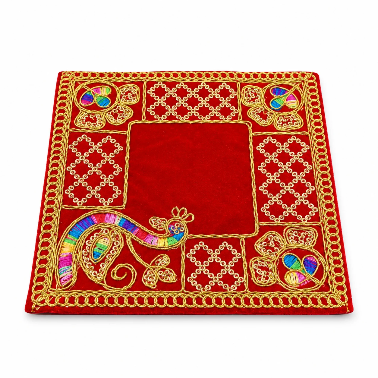 Hanumanta Traditional Velvet Chowki Aasan / Mandir Mat (5.5 x 5.5) for Deity Idols