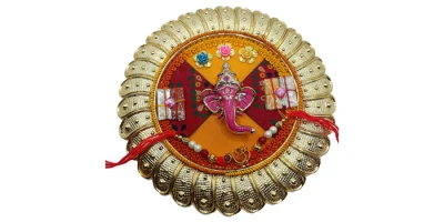 Divine Ganesha Rakhi Thali with Om Design