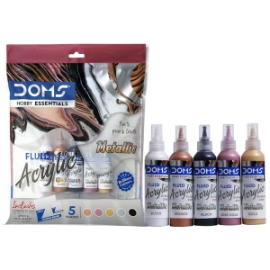 Metallic Fluid Acrylic Colours Includes Two Canvas Boards Apron &amp; Hand Gloves