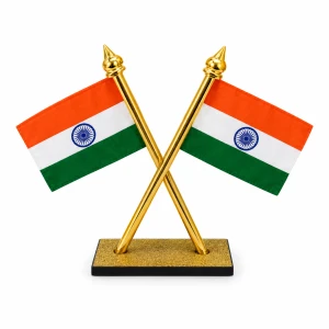 Double Indian National Flag Cross Stand