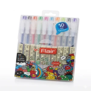 Glass Gel Muticolor Pen Set of 10