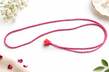 Pink &amp; White Baddhi Puja Thread (12-Piece Set)