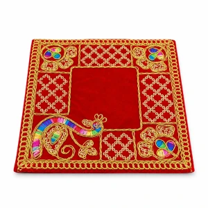 Traditional Velvet Chowki Aasan / Mandir Mat (5.5 x 5.5) for Deity Idols
