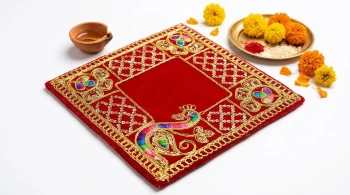 Traditional Velvet Chowki Aasan / Mandir Mat for Deity Idols